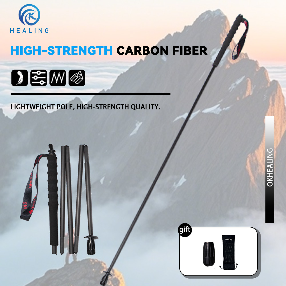Trekking Pole Carbon - OKHEALING 110g Ultra-Light 5-Section Foldable Carbon