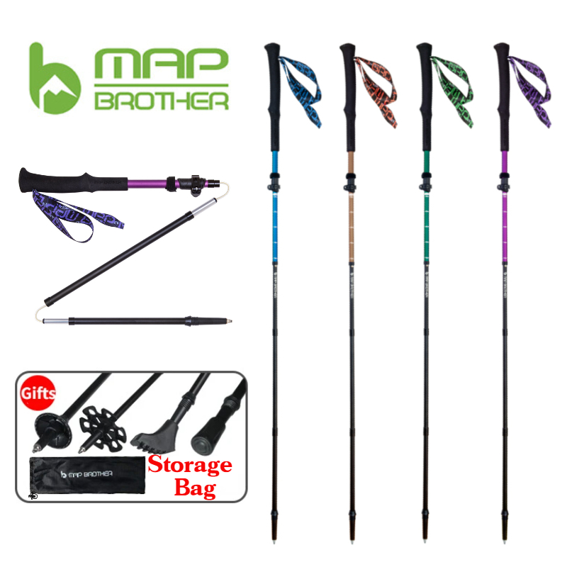 Trekking Pole Carbon - MAP BROTHER M3030 Lightweight Folding Collapsible