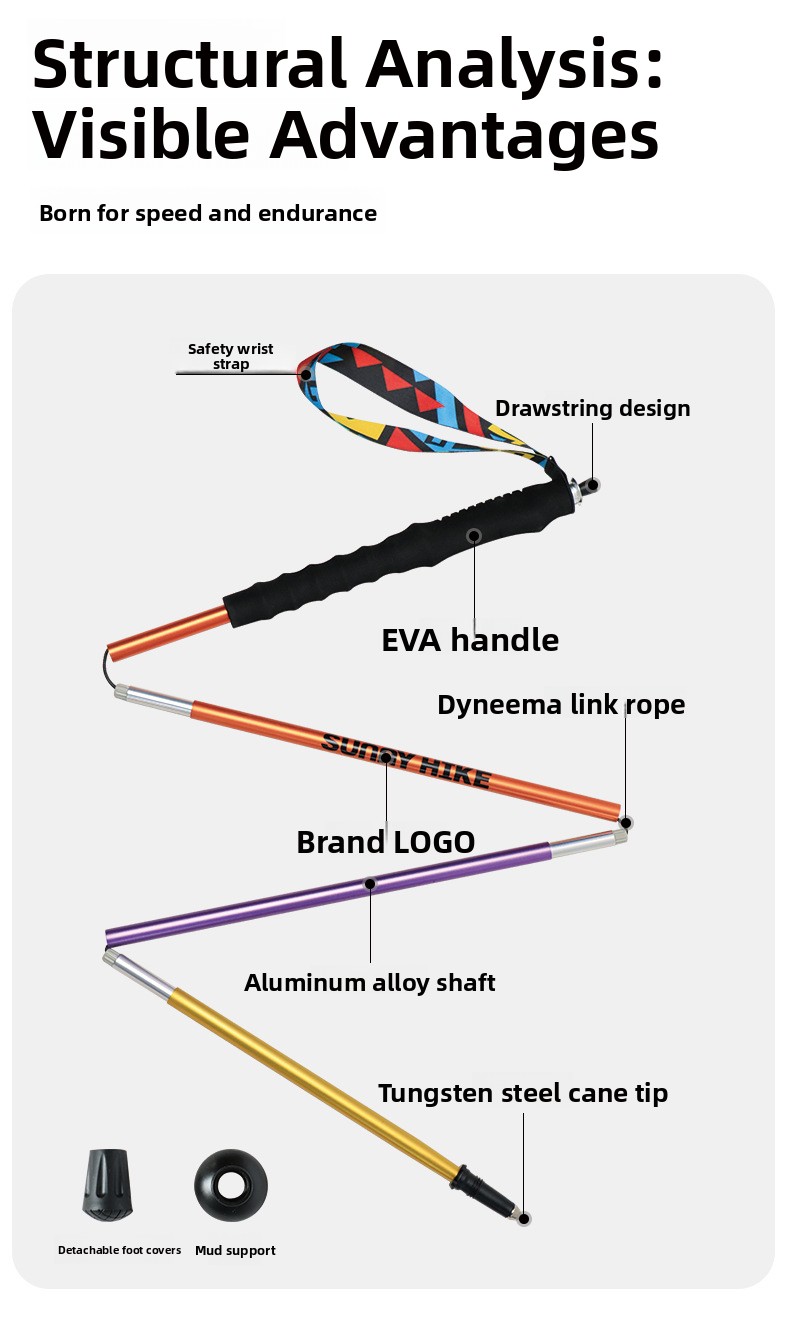 Ultralight 7075 Aluminum Foldi - Trekking Pole Carbon ulasan dan harga