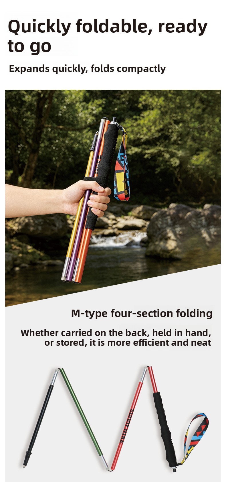 Ultralight 7075 Aluminum Foldi - Trekking Pole Carbon ulasan dan harga
