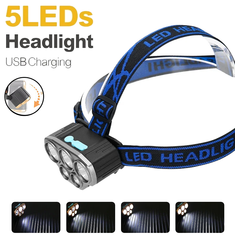 Rechargeable 5 LED Headlight U - Running Headlamp Led ulasan dan harga