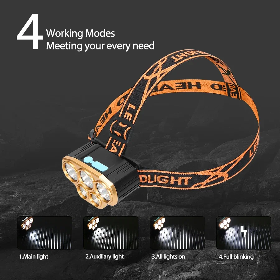 Rechargeable 5 LED Headlight U - Running Headlamp Led ulasan dan harga