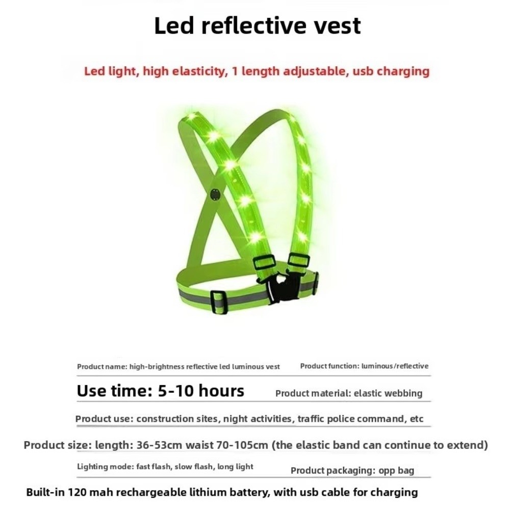 New Polyester LED Safety Vest  - Reflective Running Gear Vest ulasan dan harga